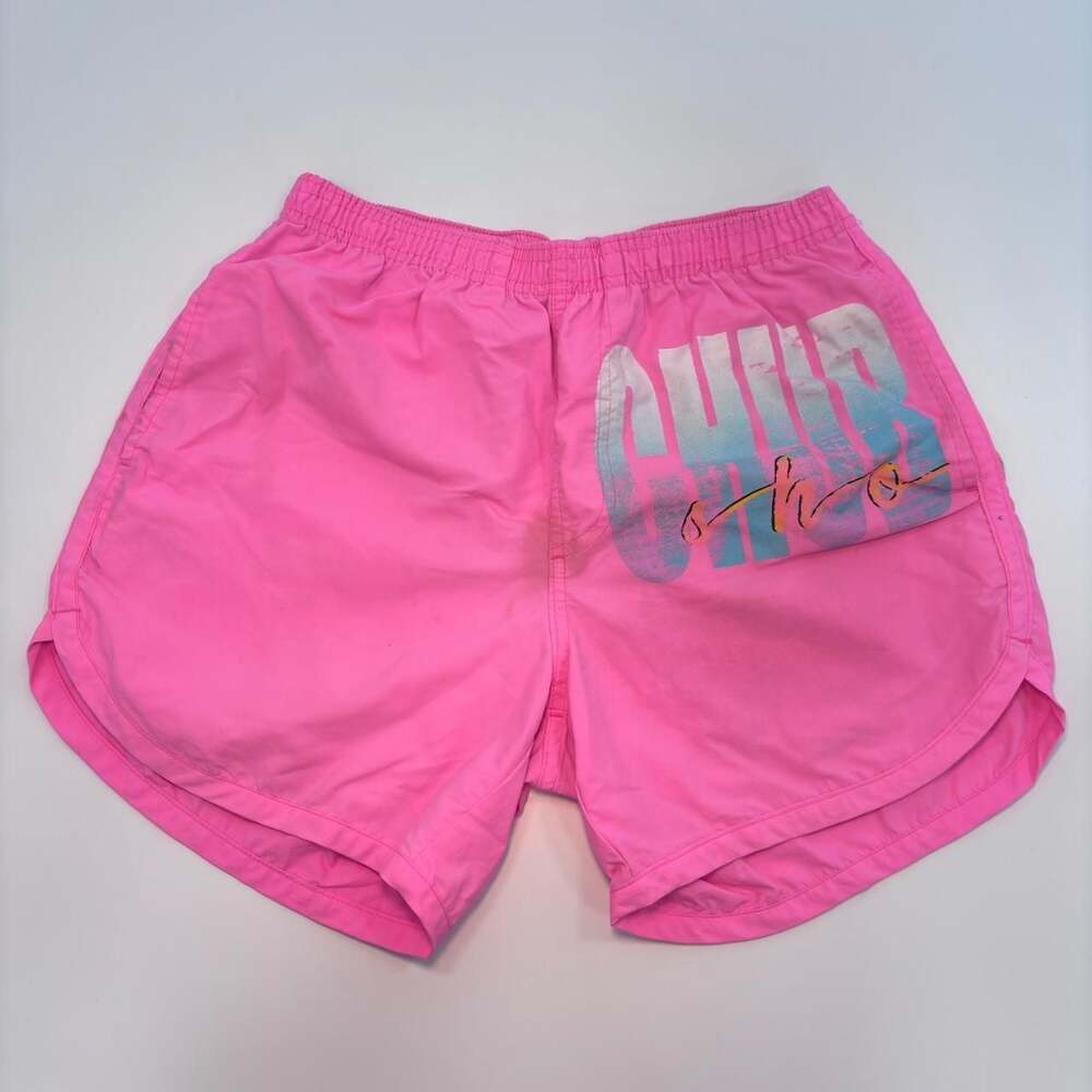 Chubbies Vintage Neon Pink Nylon Swim Trunks Shorts Small USA Made